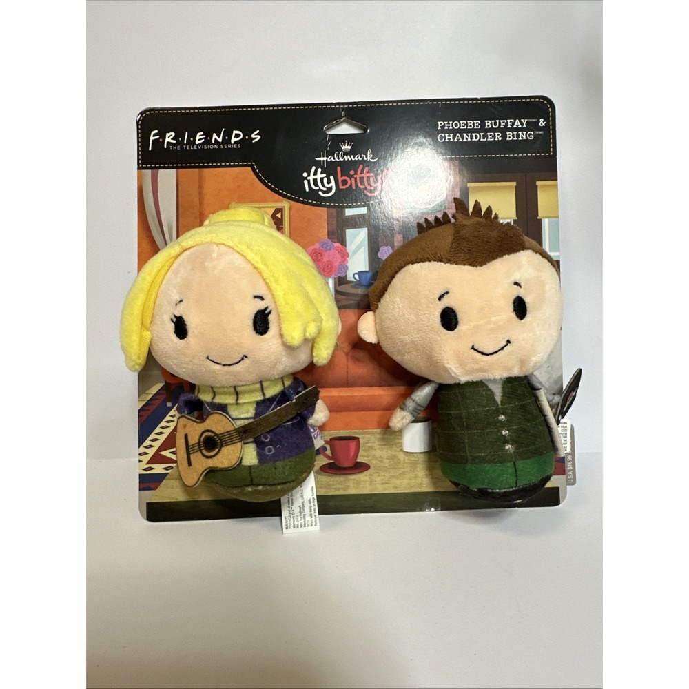 Hallmark Itty Bittys Friends Phoebe Buffay Chandler Bing Carded Plush Figure Set